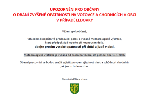 Upozornění - ledovka